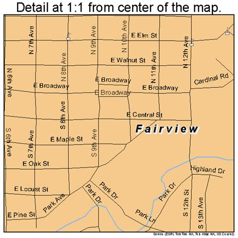 Detailed Road Map of Fairview .